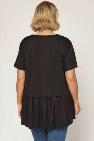 Entro - Short Sleeve Peplum Top