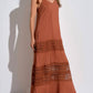Elan - Terracotta Lace Detail Maxi Dress