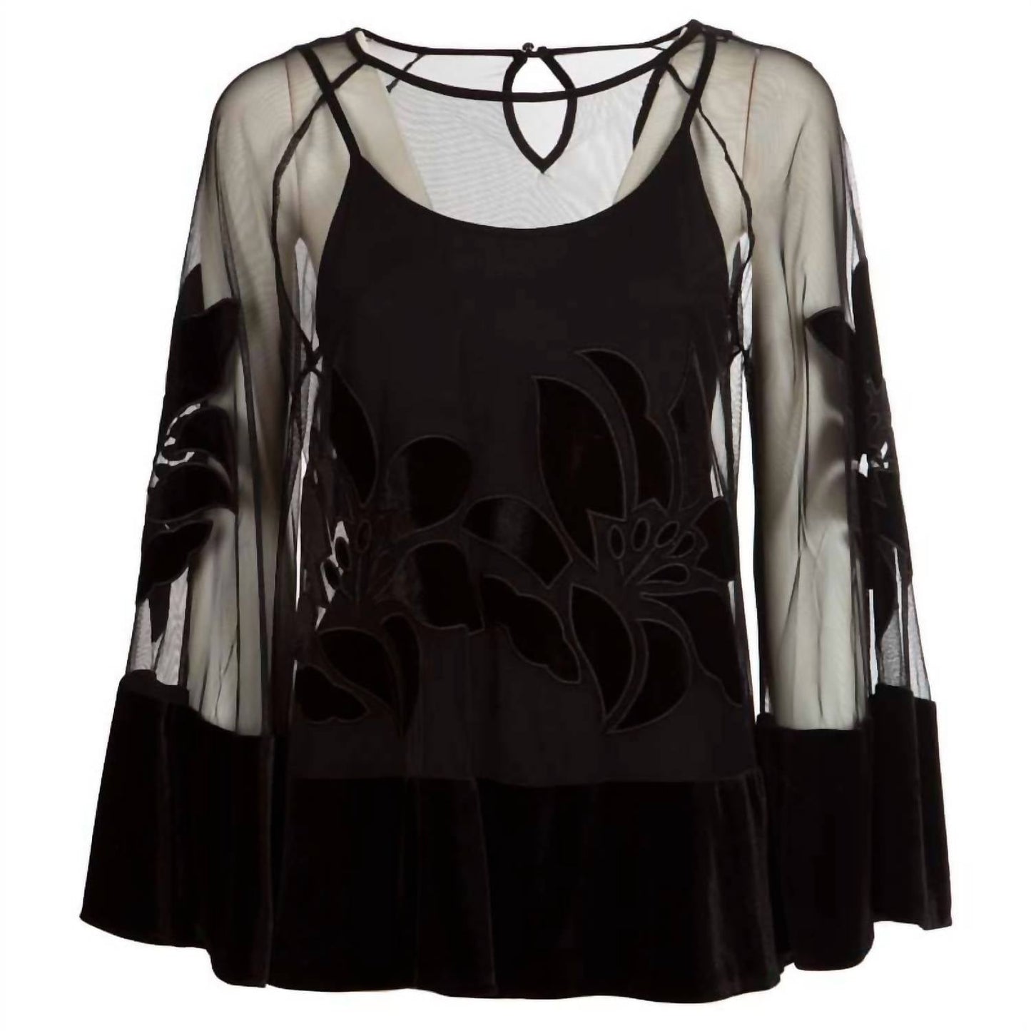 Frank Lyman - Semi-transparent Velvet Insert Top