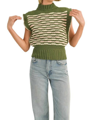 &Merci - Contrast Stitch Mock Neck Sweater Vest