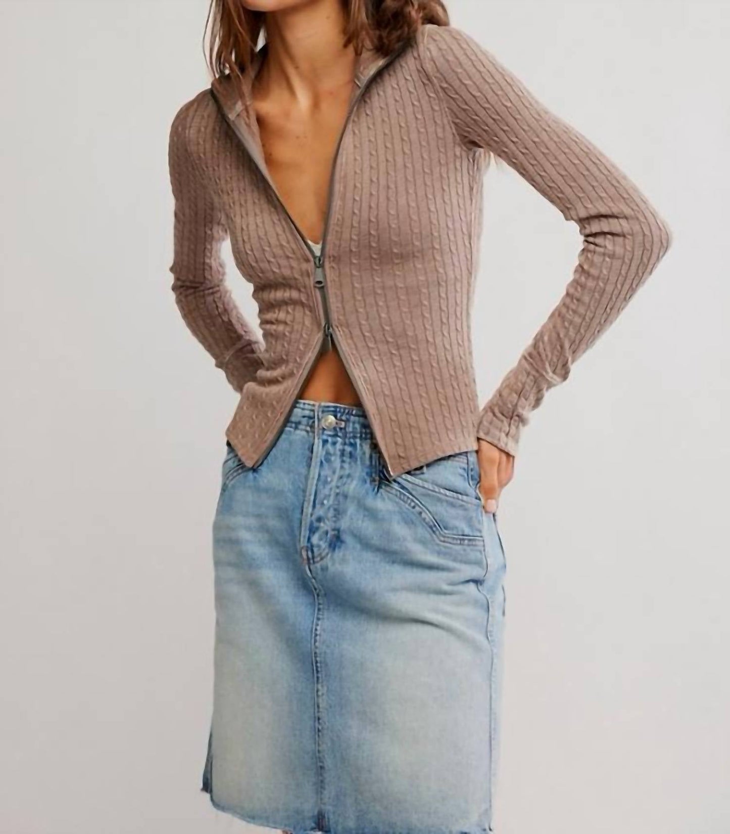 Free People - Brunch Girl Zip Up Top