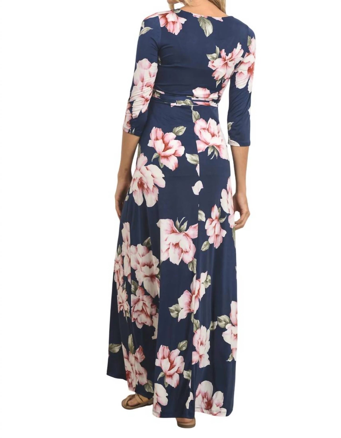 Hello Miz - Floral Faux Wrap Maternity & Nursing Maxi Dress