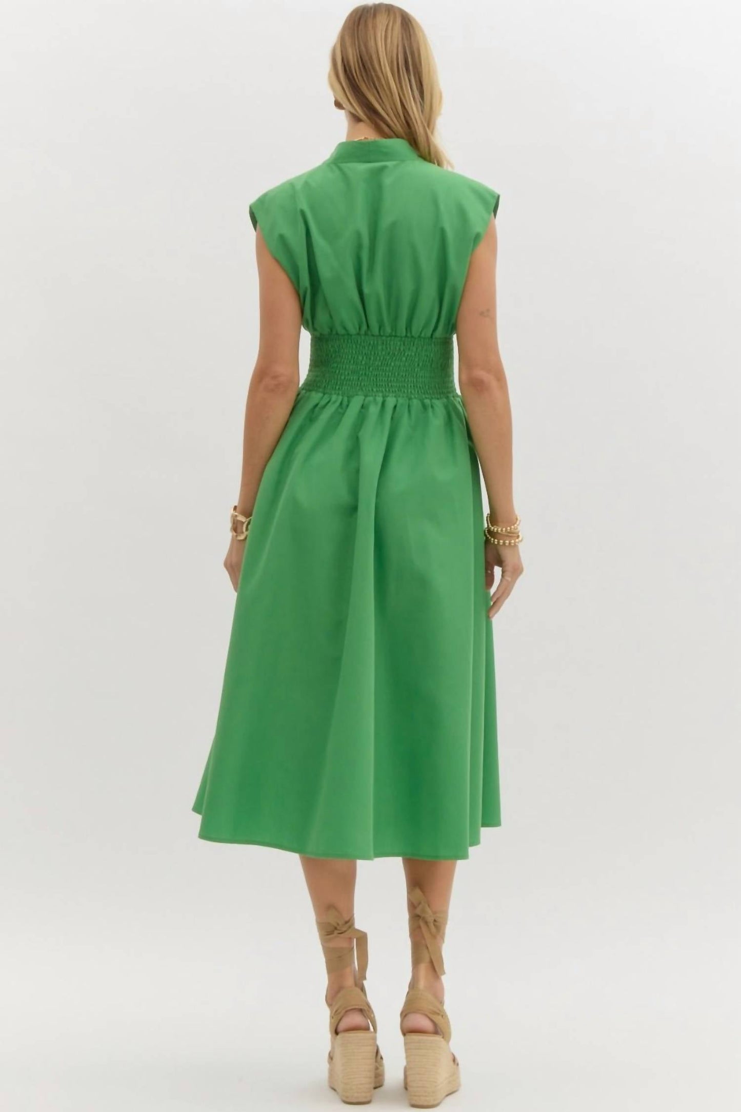 Entro - Smocked Waist Midi Dress