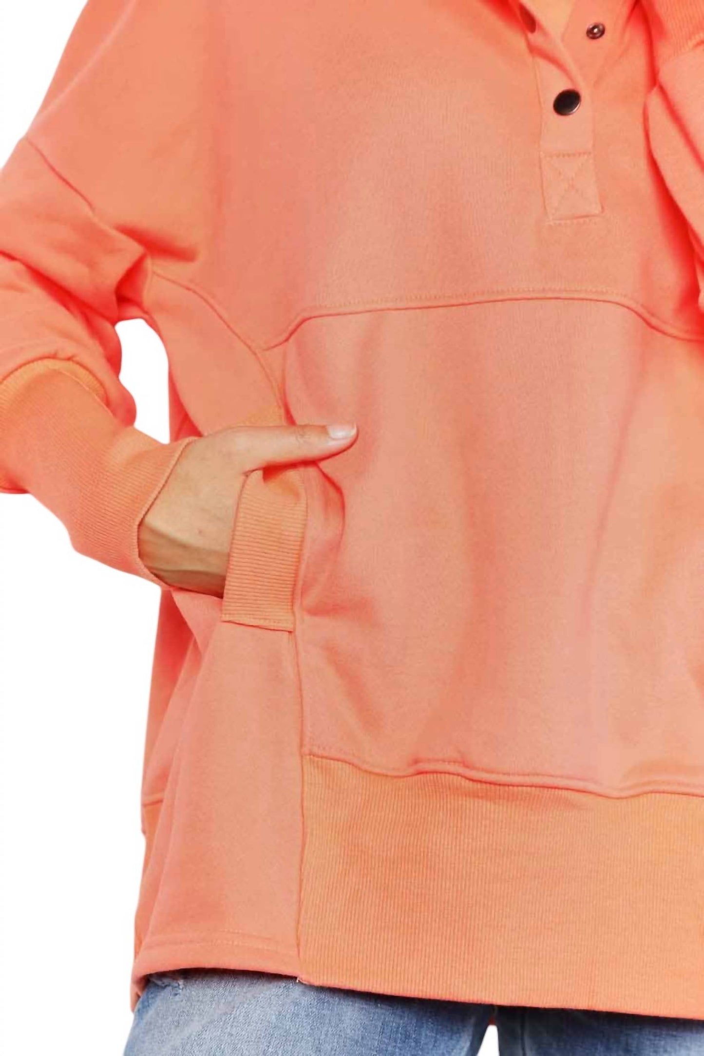 Double Take - Quarter-Snap Dropped Shoulder Hoodie