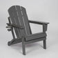 HDPE Folding Adirondack Chair with Dual Cup Holder - Gray