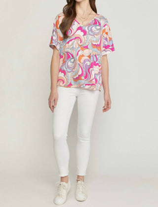 Entro - Abstract V-neck Top