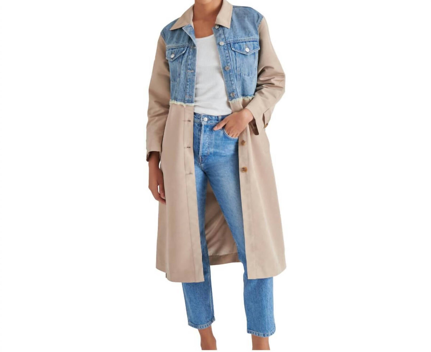 Steve Madden - Soraya Mixed Media Trench Coat