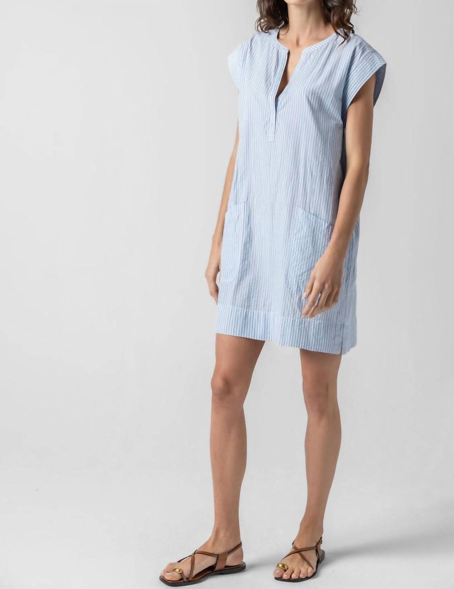 Lilla P - Striped Split Neck Dress