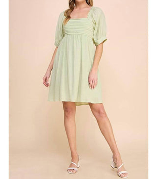 Allie Rose - Textured Puff Sleeve Babydoll Dress