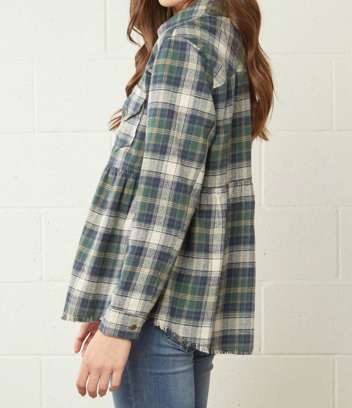 Entro - Plaid Flannel Babydoll Top