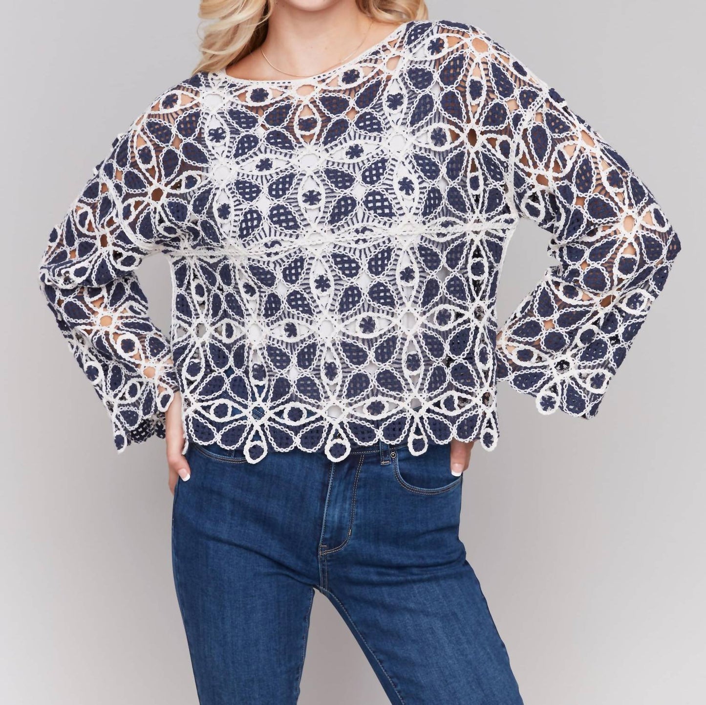 Charlie B - Boat Neck Crochet Top