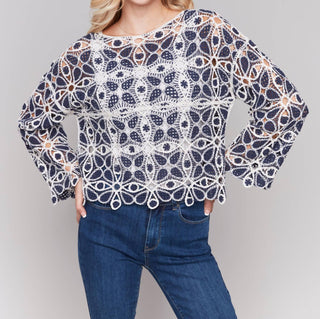Charlie B - Boat Neck Crochet Top