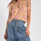 Elan - Ruffle Sleeve Tie Front Blouse