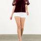 Thml - Embroidered Velvet Puff Sleeve Top