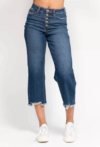 Judy Blue - High Rise Button Fly Crop Wide Leg Jeans