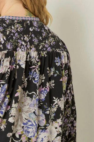 Entro - Floral Print Long Sleeve Mini Dress