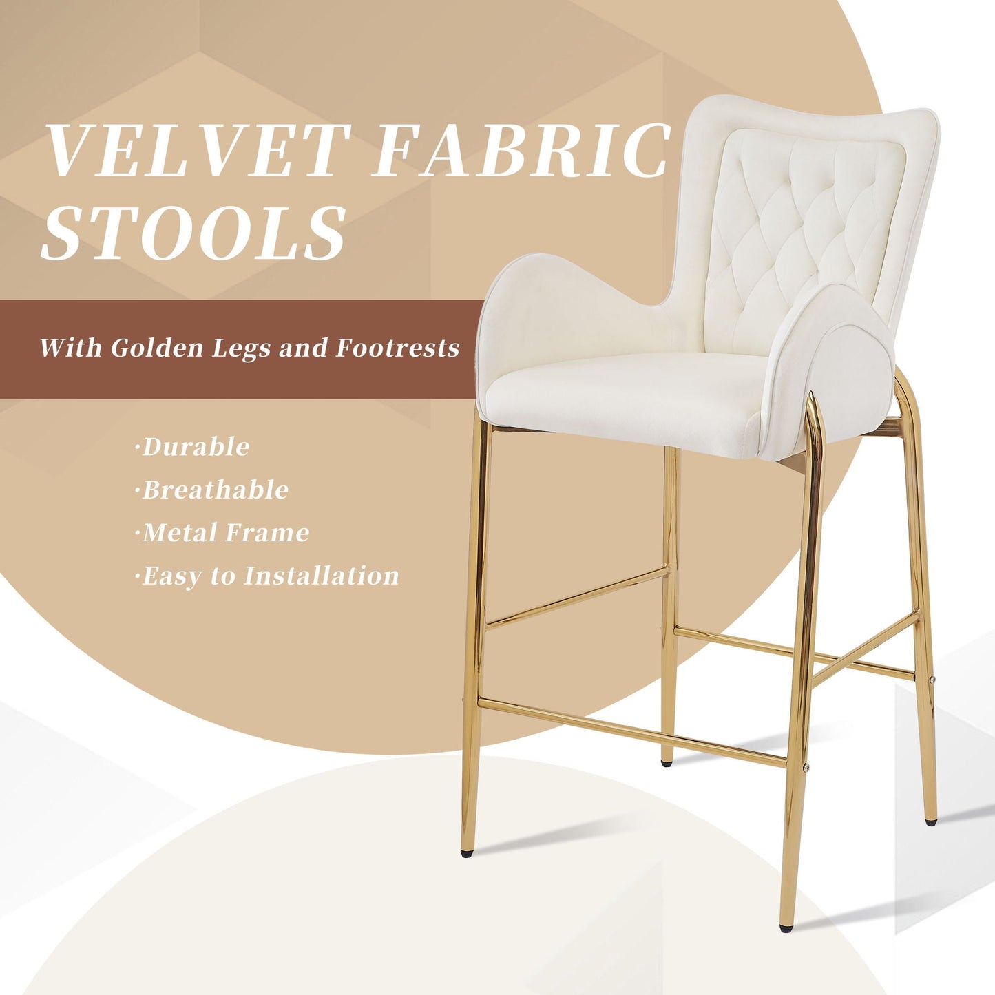 Fabric Counter Height Bar Stools (Set of 2)