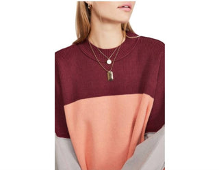 Free People - Easy Street Peach Combo Oversized Sweater Cotton