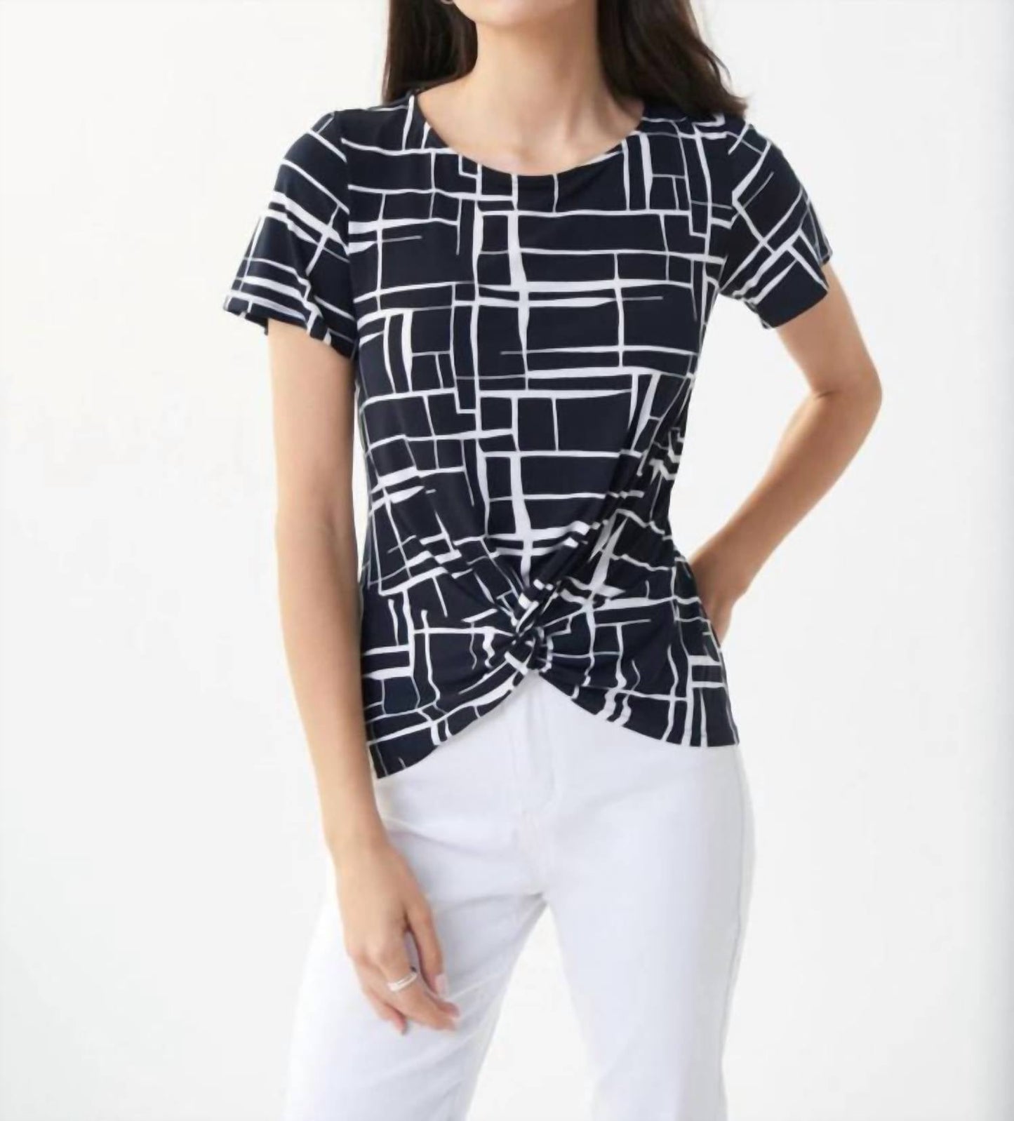 Joseph Ribkoff - ABSTRACT TIE FRONT TOP