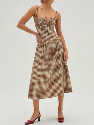 For Love & Lemons - Gingerbread Gingham Midi Dress