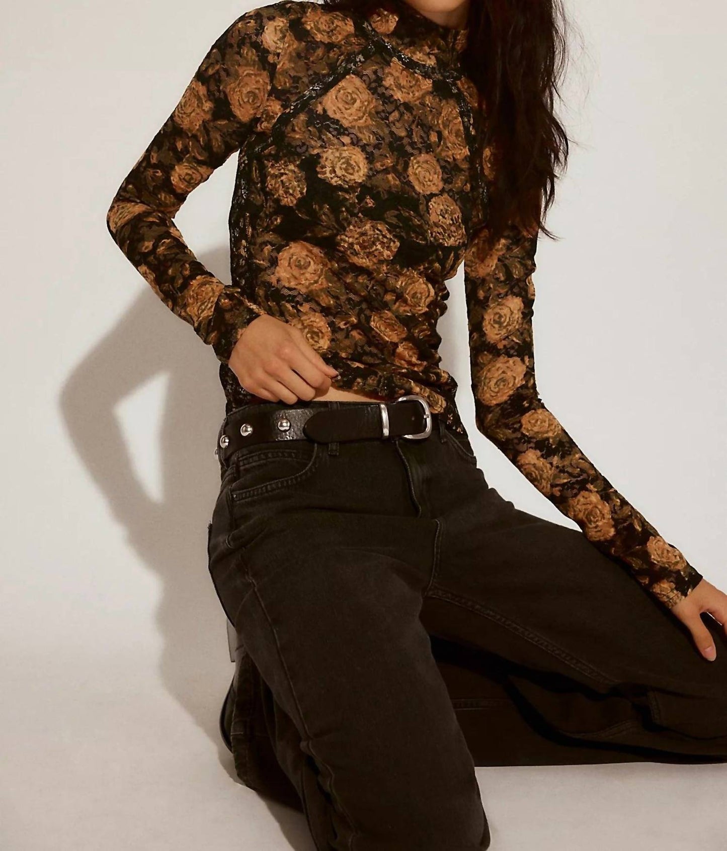 Free People - Women's Lyric Sheer Lace Long Sleeve Turtleneck Top