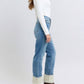 Judy Blue - High Waist Shearling Cuff Straight Leg Jeans