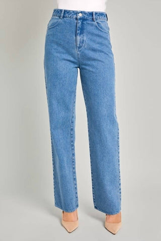 Le Lis - High Waist Straight Leg Bow Detail Denim