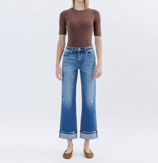 Flying Monkey - High Rise Cuffed Slim Wide Leg Jeans