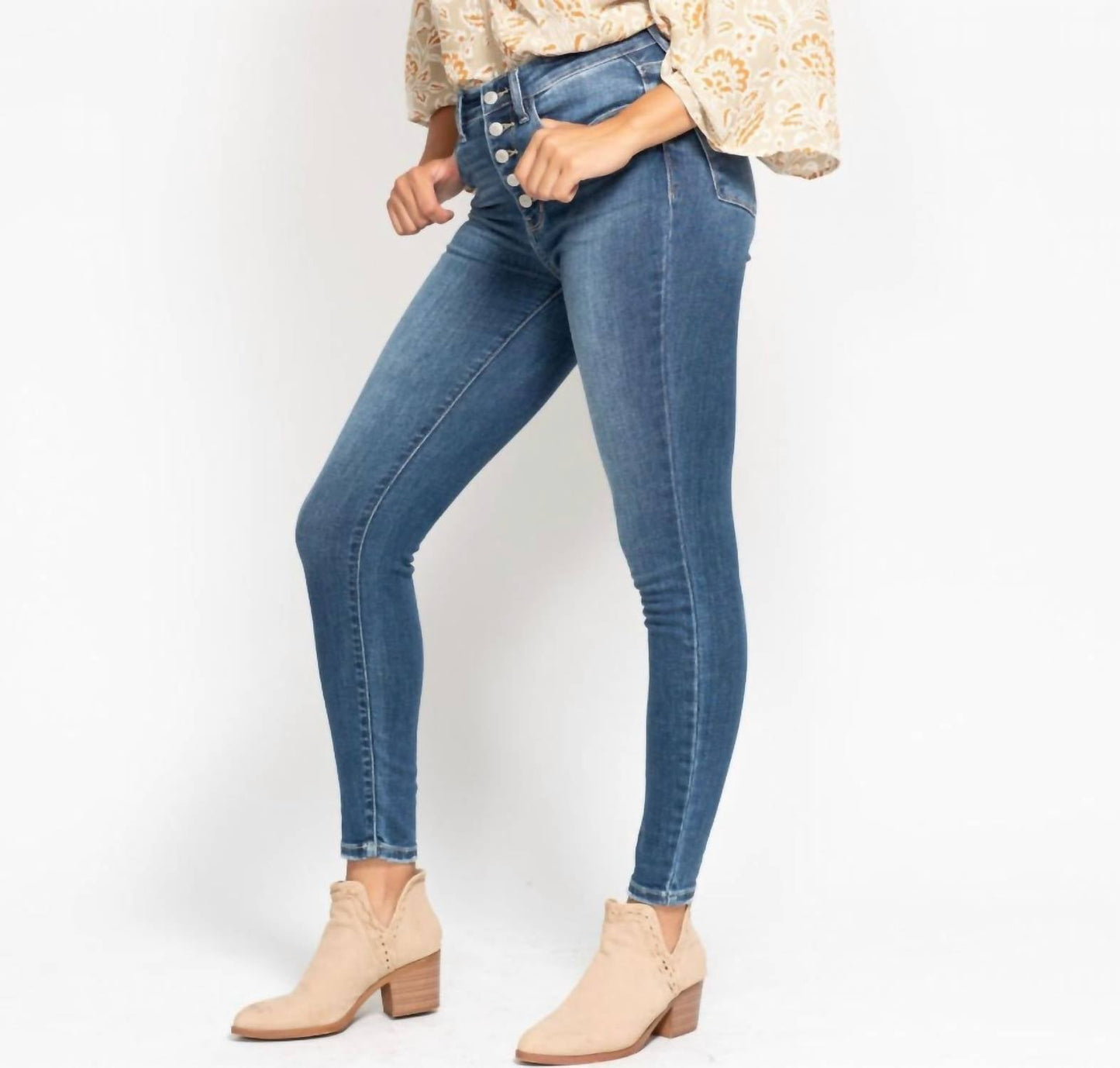Judy Blue - High Rise Button Fly Skinny Jeans
