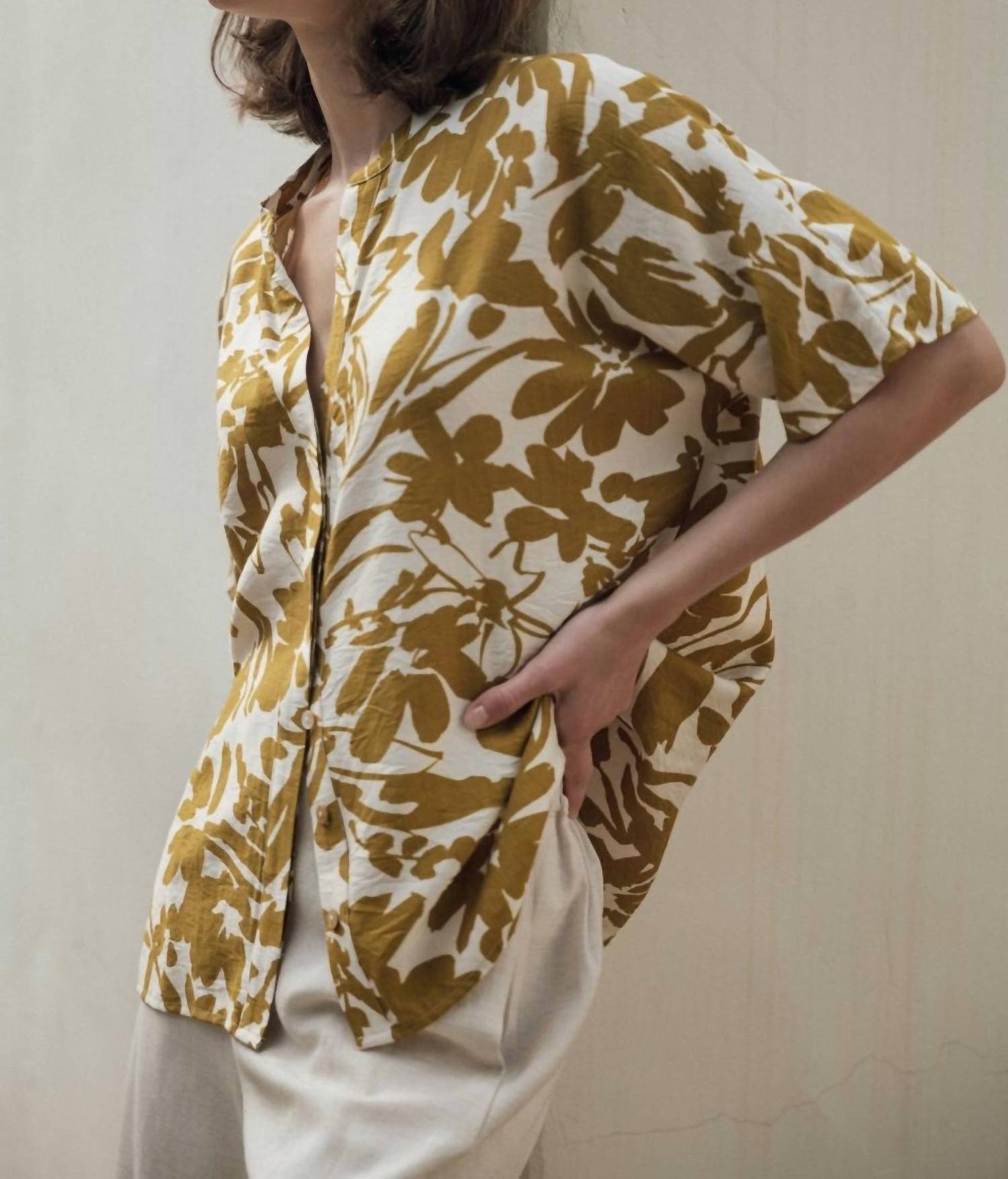 Fun 2 Fun - Olive Botanical Blouse