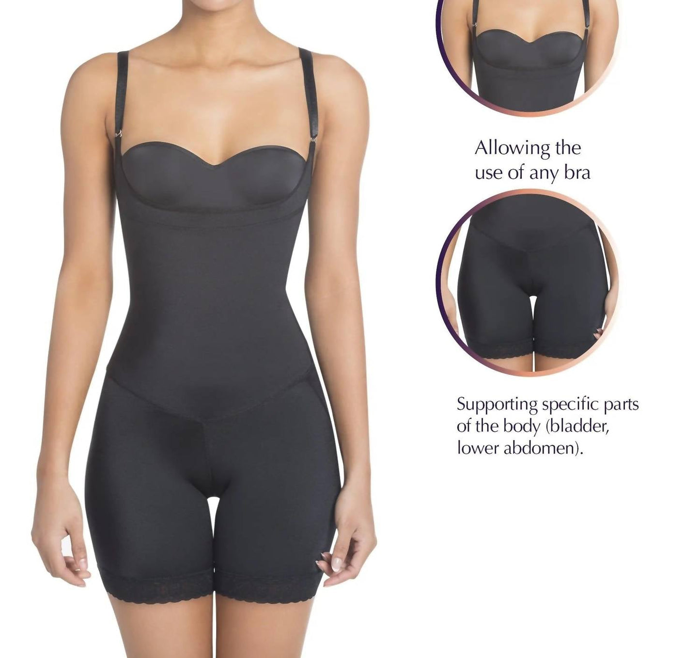 Siluets - Women's Thermal Latex Shaper Mid-thigh Style Without Zipper