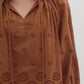 Entro - Eyelet And Scallop Trim Top