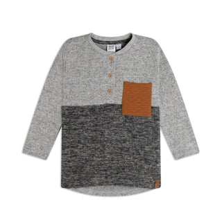 Deux Par Deux - Boys' Quilt Pocket Brushed Jersey Top