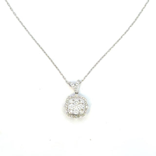 Aamiaa - 0.61 Carat Natural Diamond Cushion Halo Cluster Pendant