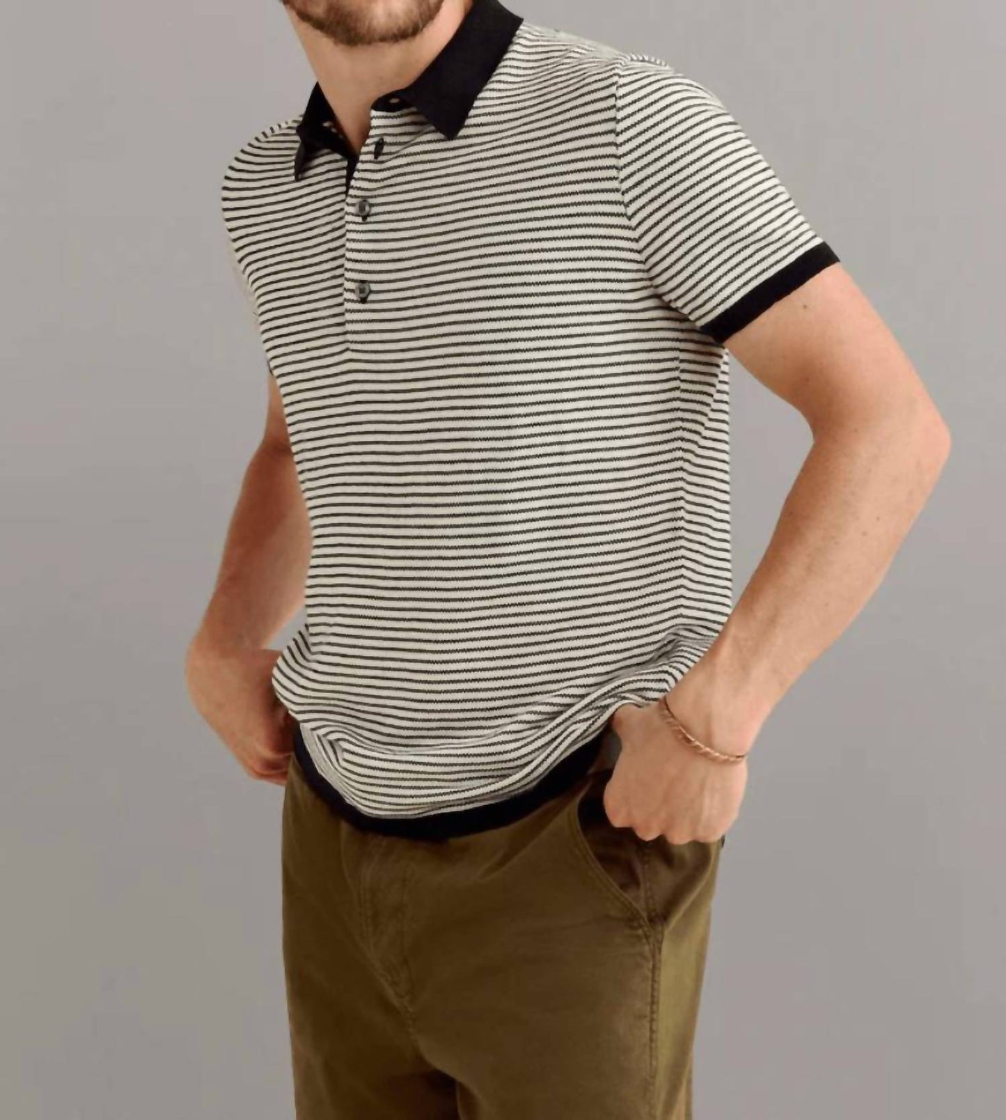 Billy Reid - Stripe Sweater Polo Shirt