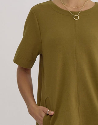 Entro - Solid Ribbed Mini Dress