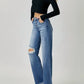 Risen - Solice Mid Rise Button Down Wide Leg Jeans