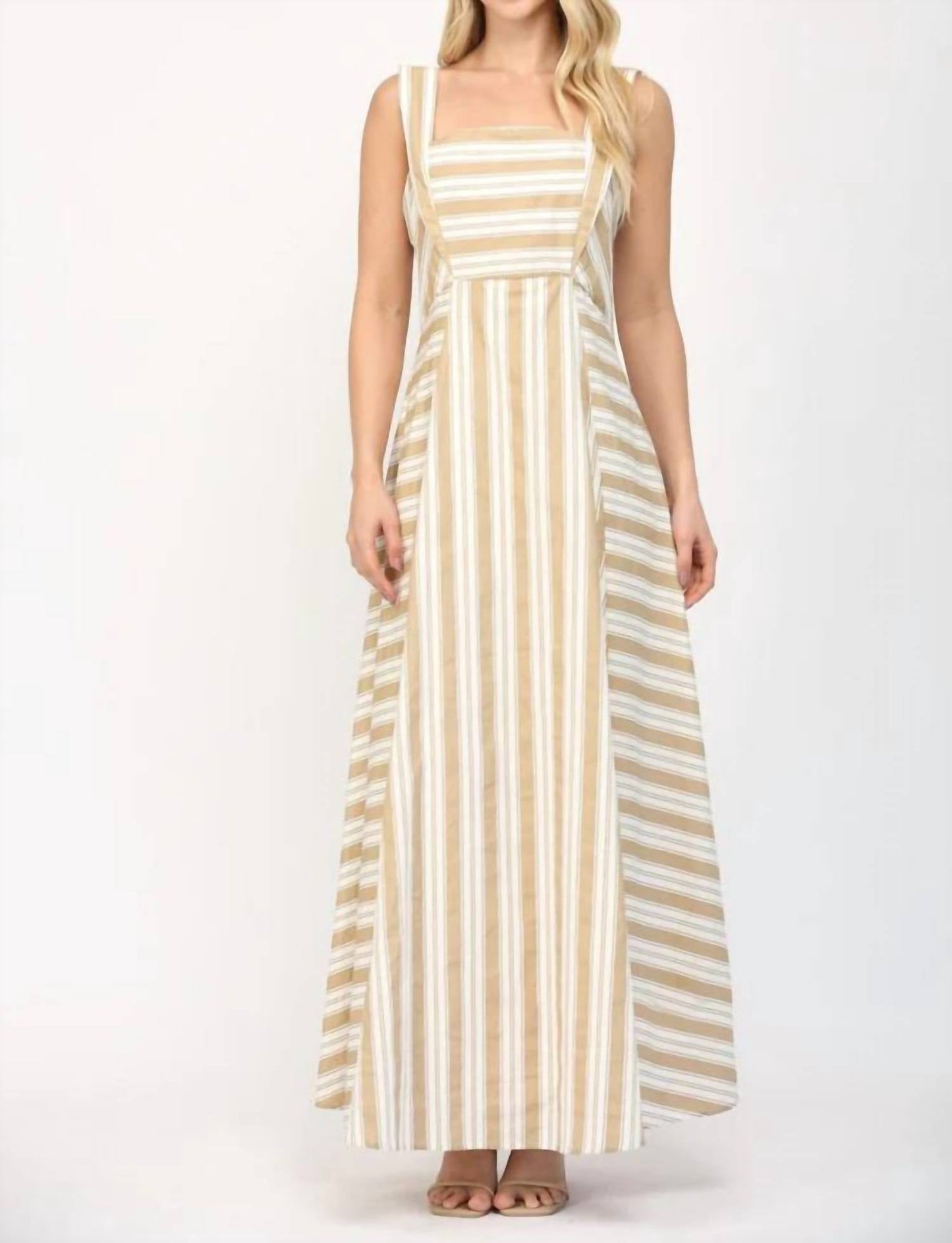 Fate - Two Tone Stripe Long Strap Detailed Maxi Dress