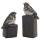 Stone Perched Bird Figurine with Block Weight (Set of 2)