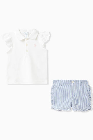 Polo Ralph Lauren - Girls Ruffle Sleeve Polo And Short Set