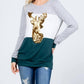 Acting Pro - Plus Christmas Reindeer Sequin Long Sleeve Top