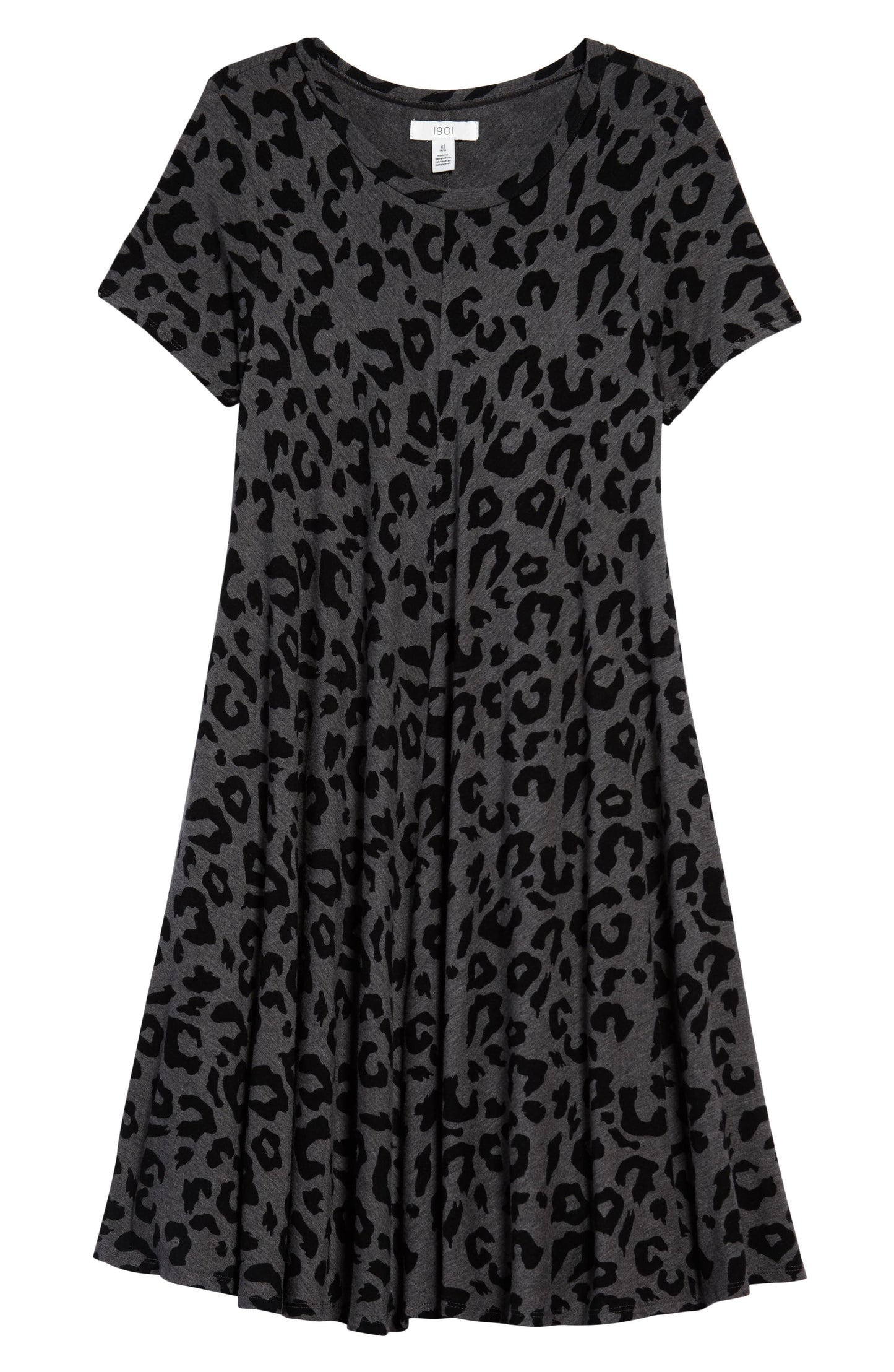 Girl's 1901 Kids' Leopard Print Swing Dress, Size L - Grey