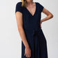 Joseph Ribkoff - V-neck Wrap Front Wide Leg Jumpsuit
