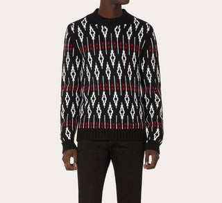 Valentino - Geometric Pattern Crew Neck Sweater