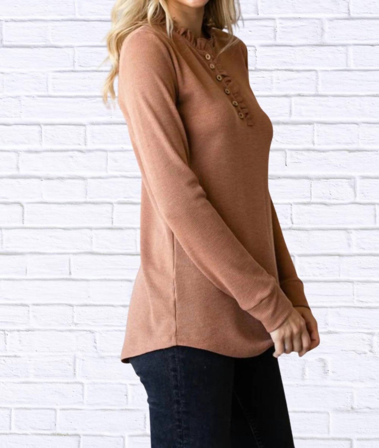 7Th Ray - Ruffle Button Top