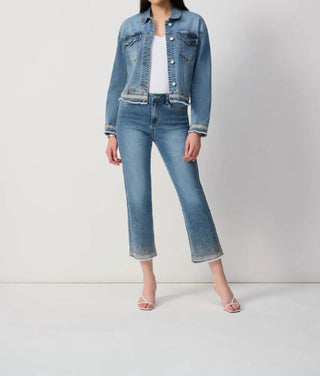 Joseph Ribkoff - Denim Embroidered Trip Slim Fit Cropped Jeans