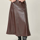 2.7 August Apparel - Faux Leather High Waisted Midi Skirt