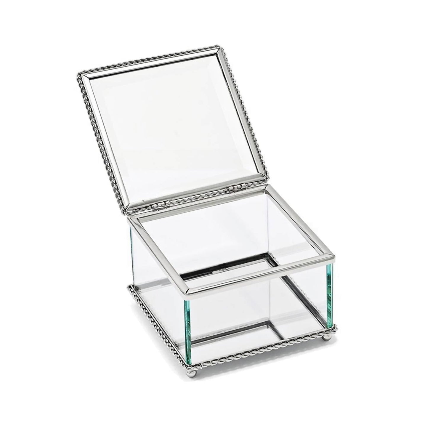 Creative Gifts International - Square Glass Box with Hinged Cover - 3.75"