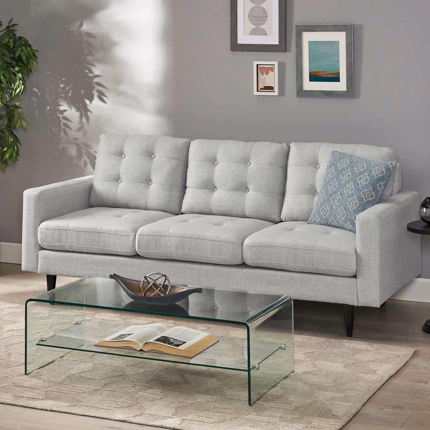 Jenny - Contemporary Tufted Fabric 3 Seater Sofa