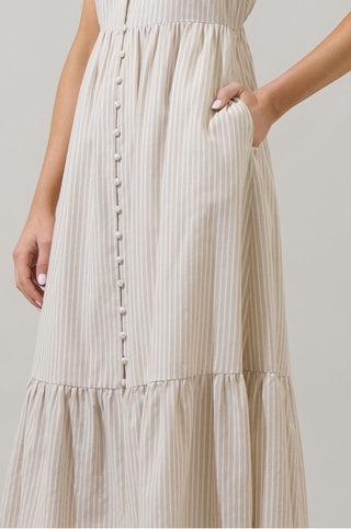 Sugarlips - Sandy Striped Evianna Flutter Maxi Dress